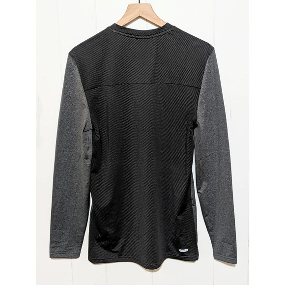 Spyder Active Mens Long Sleeve Crew Neck Shirt Size M Gray Black Performance New - Picture 2 of 4